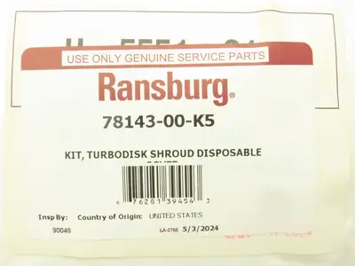 Ransburg 78143-00-K5 TurboDisk Applicator Shroud Cover White H-5551-01 Pack of 5
