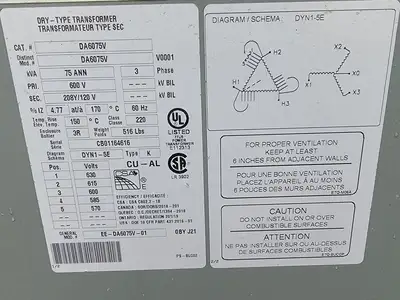 75 kVA Temporary Power Distribution Cart 600V Pri. 208Y/120V Sec.