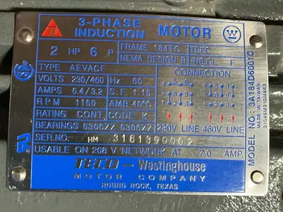 Used TECOWESTINGHOUSE 3A184D6001C Motors (misc) Ohio US | HGR 24 #1503702