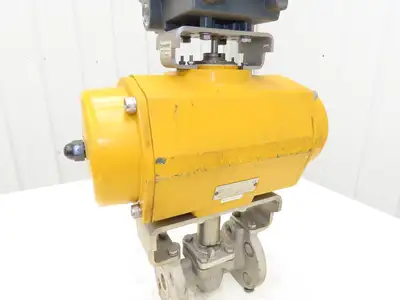 Tufline 0367 1" Flanged 300 Stainless Plug Valve Pneumatic Actuator & Positioner