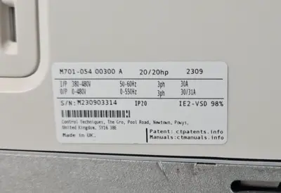 Control Techniques M701-05400300A 20/20 HP 380-480V. (BIN755)