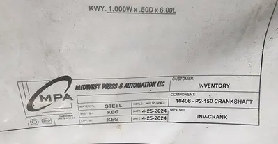Minster P2-150 Crankshaft 1.5" Stroke