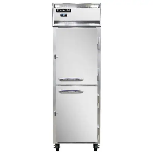 Continental 1RNHD 26" One Section Reach In Refrigerator, (2) Right Hinge Solid Doors, Top Compressor, 115v