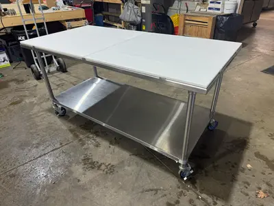 Used Advance Tabco Used Advance Tabco MS-366 72" Stainless Table w/ Undershelf Casters and Cutting Board Food Prep Tables Illinois US | Falcon Restaurant Supply #1375680