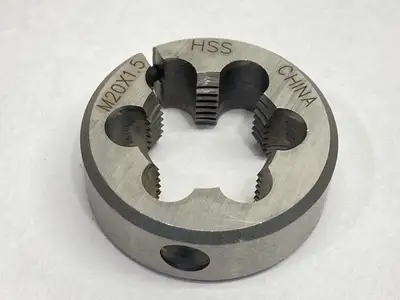 USED INTERSTATE ROUND DIE M20X1.5 1-1/2" OD HIGH-SPEED STEEL