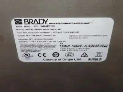 Used BRADY WRAPTOR Label Printers Ohio US | HGR 24 #917664