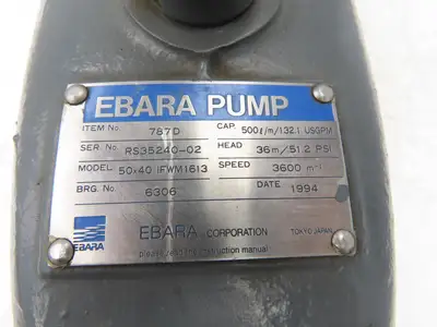 Ebara IFWM1613 Centrifugal Pump 50x40mm Flanged 132gpm *Broken Case Mount*