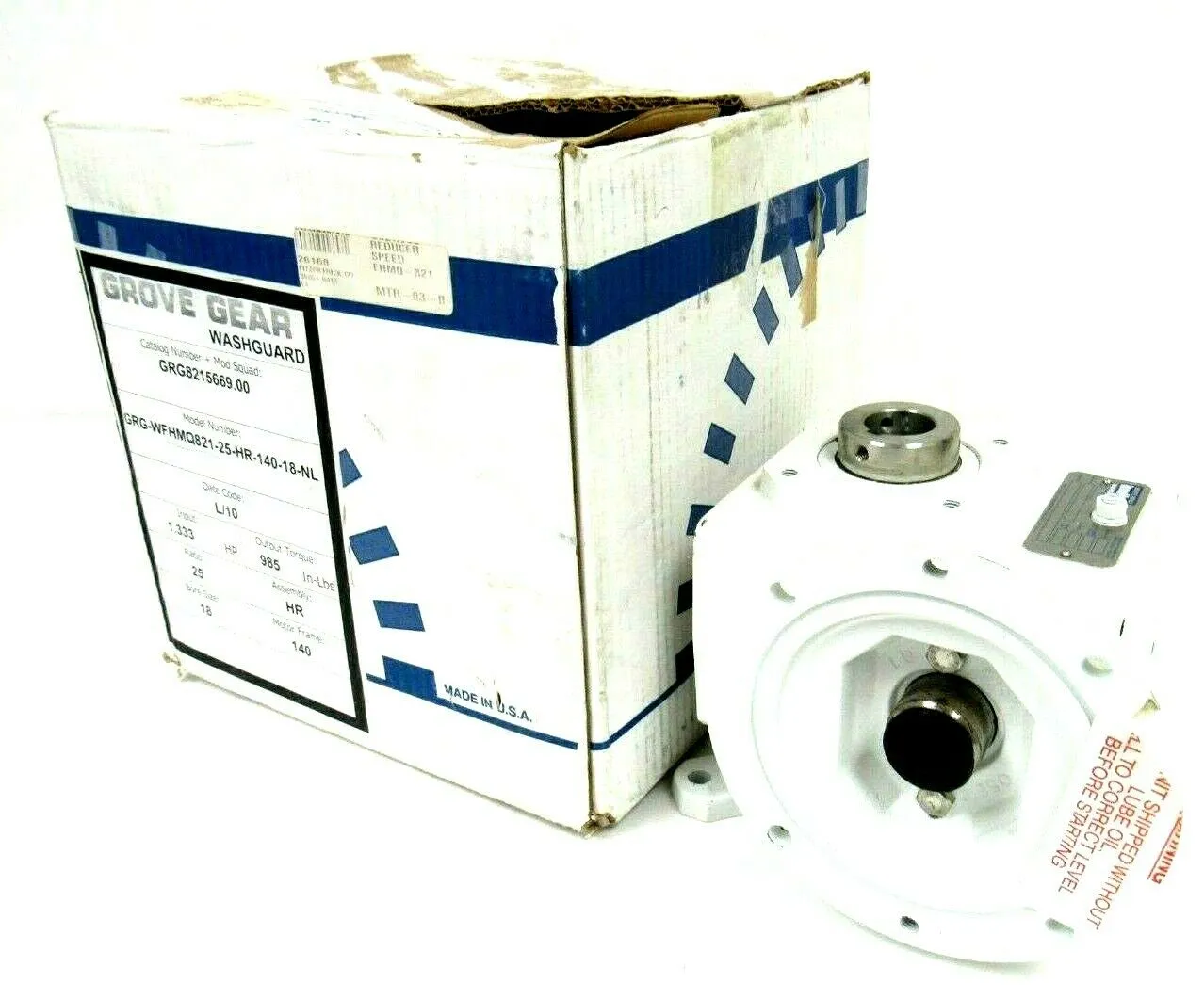 NEW GROVE GEAR GRG-WFHMQ821-25-HR-140-18-NL GEAR REDUCER GRG8215669.00