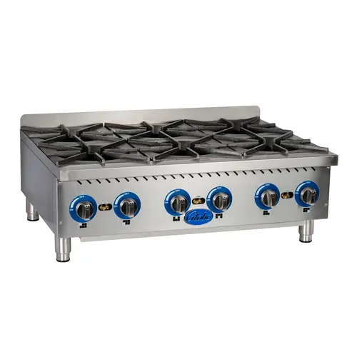 Globe GHP36G 36" Gas Hotplate w/ (6) Burners & Manual Controls, Convertible