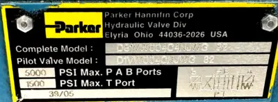 USED PARKER D81VW004C4NJWG-82 CONTROL VALVE D1VW004CNJWG-82