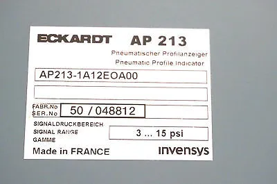 NEW ECKARDT INVENSYS AP213-1A12EOA00 PNEUMATIC INDICATOR AP2121A12EOA00