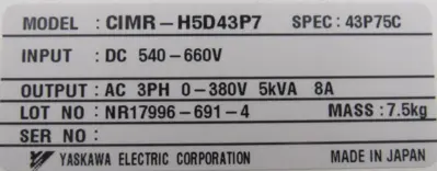 NEW YASKAWA ELECTRIC CIMR-H5D43P7 VARISPEED 676H5 DRIVE CIMRH5D43P7