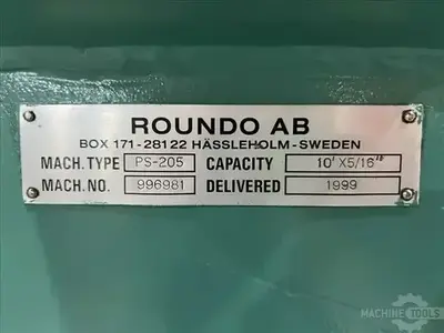 Used 1999 ROUNDO PS-205/10 Plate Bending Rolls including Pinch Illinois US | Perfection Global, LLC. #1371151