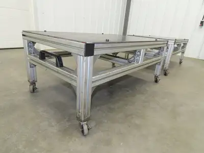 3/16" Steel Top Aluminum Table Work Cart 80/20 Extrusion T Slot 39x23" Lot of 2
