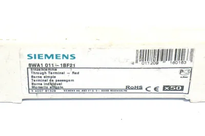 BOX OF 50 NEW SIEMENS 8WA1-011-1BF21 TERMINAL BLOCKS 8WA10111BF21