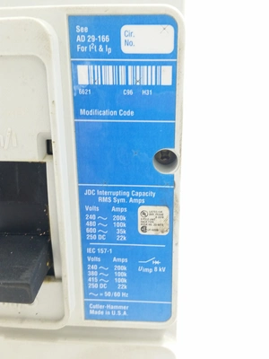 Cutler-Hammer 250 Amp Circuit Breaker JDC 100K