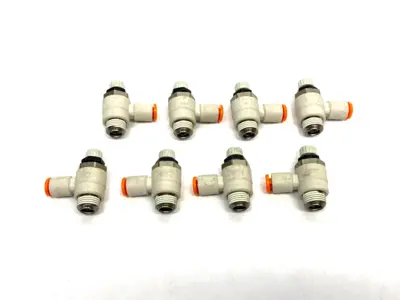 New | in-Stock SMC PNEUMATIC FLOW CONTROL ELBOW FITTING 5/32" OD TUBE Hoses | Maverick Industrial Sales #1110350