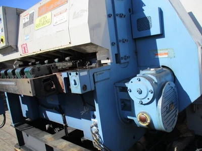 Aizawa #ARS-312, Auto Shear Cutting & Piling Line, 1/8" x 49" shear, 52.6 FPM, 150 SPM, cnc Back Gauge, magnetic feeder, roller & lifter, conveyors