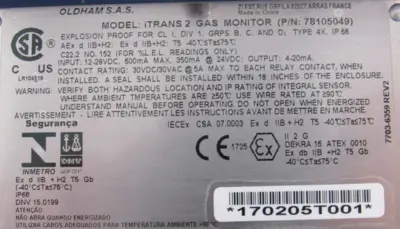 NEW OLDHAM 78105049 ITRANS 2 GAS MONITOR