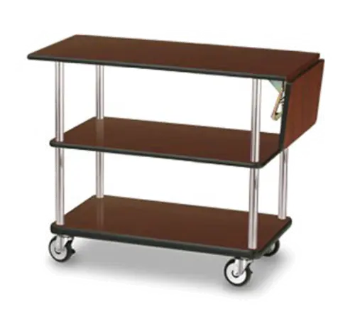 Forbes Industries Room Service Cart w/ (3) Shelves & Drop Leaf - 39"L x 18"W x 31"H, Laminate/Brushed Stainless (4542)