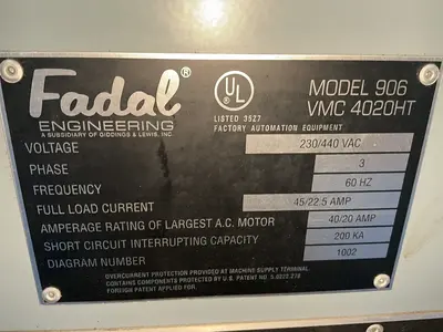 Used 1997 FADAL VMC 4020HT / 9061 Vertical Machining Centers Ohio US | HGR 24 #1580200