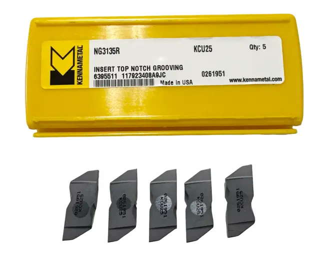 Kennametal Carbide Insert NG3135R Grade KCU25 Top Notch Grooving 5 Pack