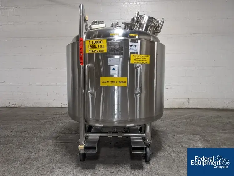 Used Precision 1,200 Liter Precision Stainless Reactor, 316L S/S, 45/100# Reactors Ohio US | Federal Equipment Company #127303