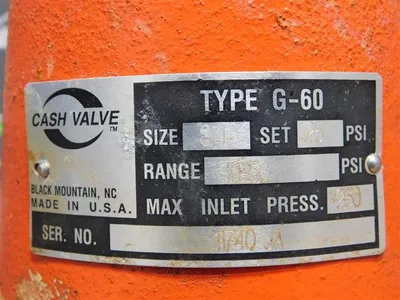 Cash Valve G-60 Iron Pressure Regulator Valve Set 25PSI Range 10-50 PSI Used