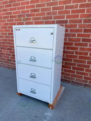 Used FIREKING FIRE-RESISTANT FILE CABINET 52" X 31" X 22" W/ 4 DRAWER MFG 2019 Safety Enclosures California US | Equipment Lab #1482175