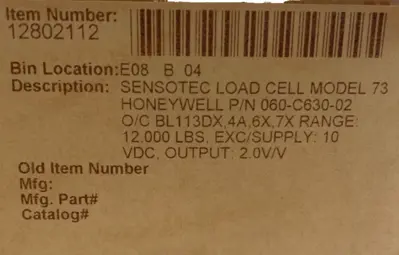 NEW HONEYWELL 060-C630-02 LOAD CELL MODEL 73 12.000LBS 10VDC 060C63002