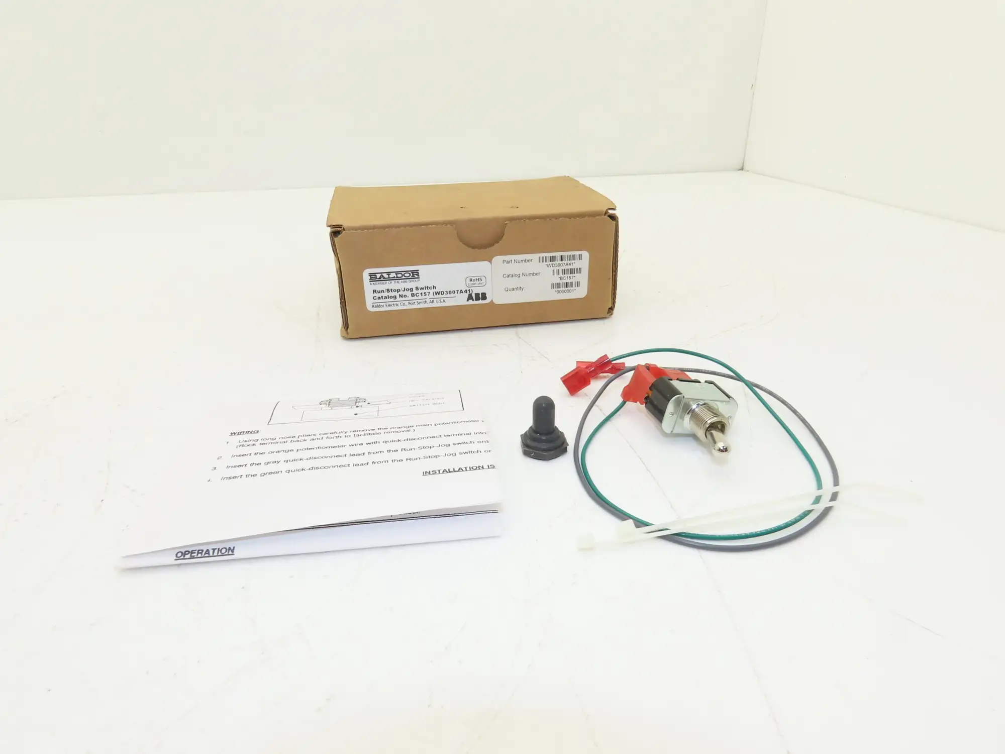 Baldor BC157 Run/Jog Switch Kit for DC Motor Speed Control BC154 BC160 BC354
