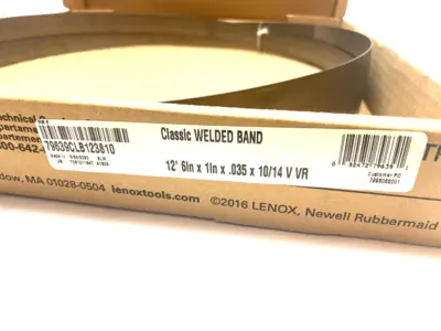 USED LENOX WELDED BANDSAW BLADE: 12' 6 LONG X 1" WIDE X 10 TO 14 TPI