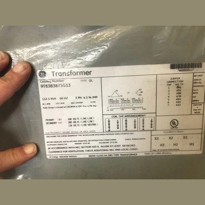 New G.E. 112.5 kVA Transformer
