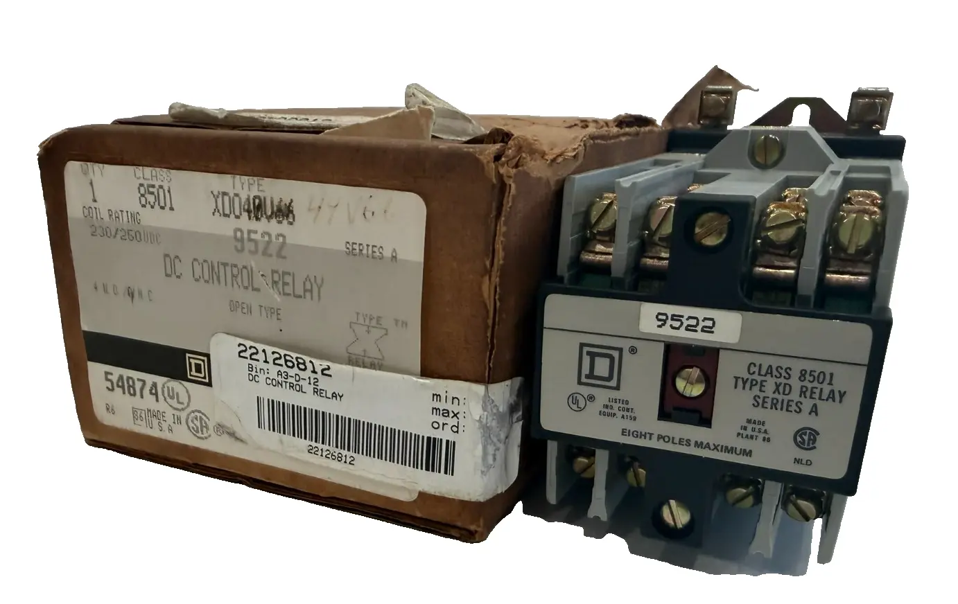 NEW SQUARE D 8501-XD0-40 DC CONTROL RELAY SER. A 8501XD040