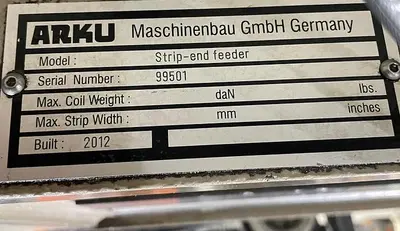 2010 ARKU FEED/STRAIGHTEN "ZIGZAG" COIL LINE