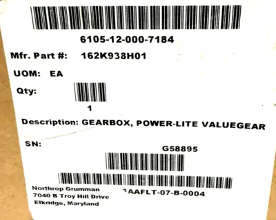 NEW GAM GEAR 750322 POWERLITE VALUEGEAR GEARBOX PL-HL-090-001G-S514.5MM