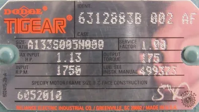 NEW DODGE 6312883B-002-AF GEAR REDUCER A133S005N000 6312883B002AF
