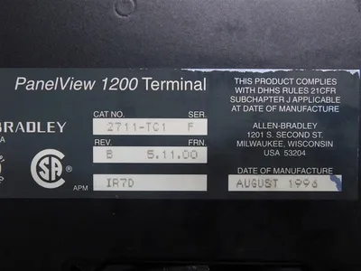 Allen Bradley 2711-TC1 PanelView 1200 Terminal Screen Does Not Turn On For Parts