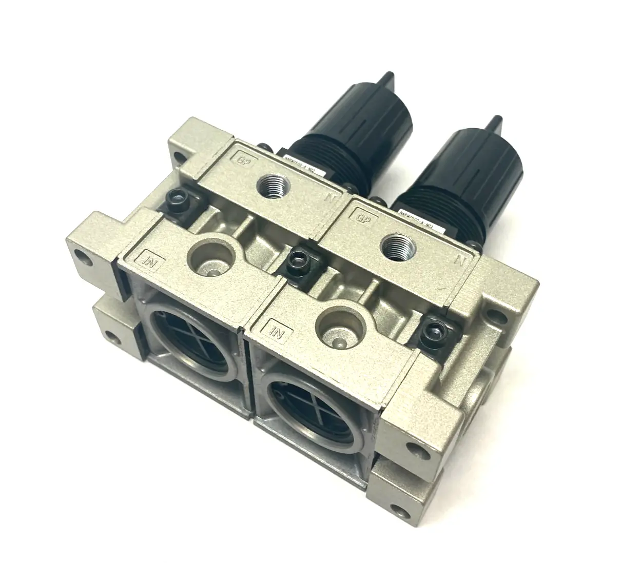 USED SMC DUAL-REGULATOR MODULAR MANIFOLD 1/4" NPT