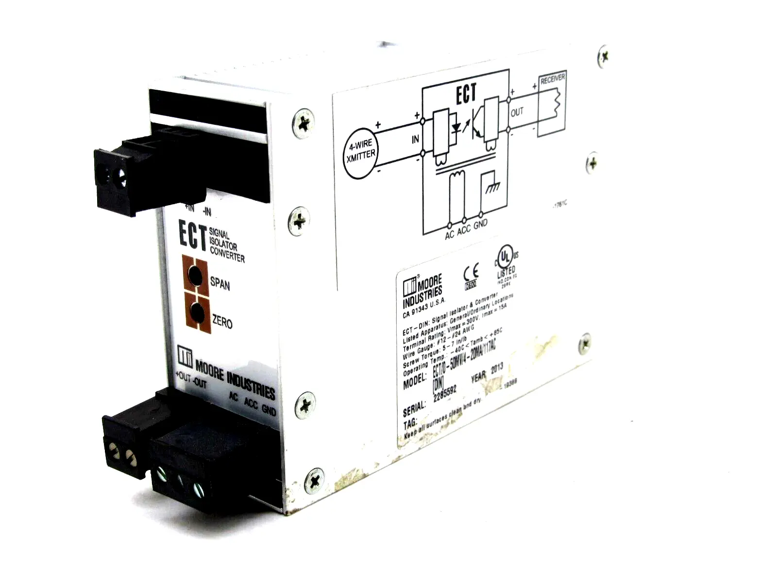 NEW MOORE INDUSTRIES ECT/0-50MV/4-20MA/117AC ISOLATOR ECT050MV420MA117AC