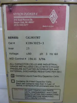 Used MYRON ZUCKER KIM43025-3 Capacitors Michigan US | Ideal Machinery #1275200