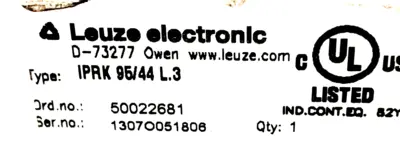 NEW LEUZE IPRK 95/44 L.3 PHOTOELECTRIC SENSOR IPRK9544 L3