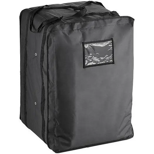 Insulated Pizza Delivery Bag Black Soft-Sided Heavy-Duty Nylon 20" x 20" x 26 1/2" - Holds Up To (14) 16" or 18" Pizza Boxes