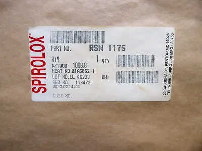 Spirolox RSN 1175 Retaining Ring 11-3/4" Diameter Oil Dipped Finish New