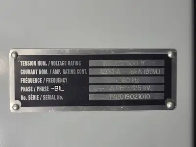 25kV 1200A 3ph Switchgear Unit w/ Power Vac Breaker VB1 27.0-16-0