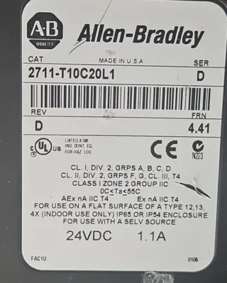 Allen Bradley 2711-T10C20L1 Ser D Panel View 24VDC 1.1A (BIN752)