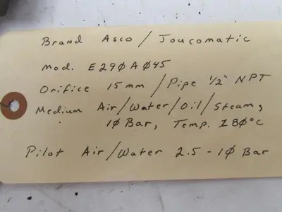 ASCO Joucomatic 1/2" Stainless Steel Pressure Operated Angled Piston Type Valve
