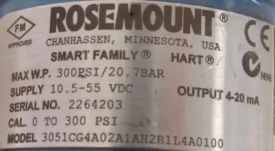 USED ROSEMOUNT 3051CG4A02A1AH2B1L4A0100 PRESSURE TRANSMITTER