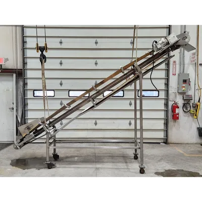 Used 17"W X 13'-3"L Stainless Steel Trough Vinyl Belt Conveyor