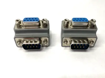USED L-COM RIGHT ANGLE MALE TO FEMALE ADAPTER DB9